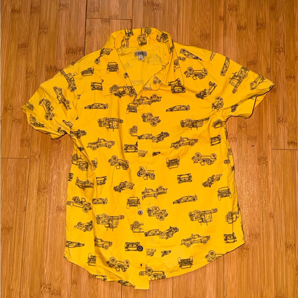Kids Yellow Shirt with Car Print